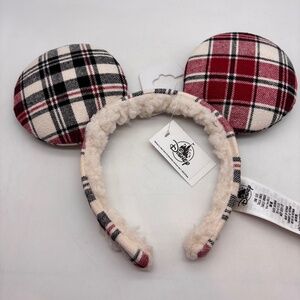 Disney Parks Mickey Mouse Holiday Plaid Joy Christmas Ears with Tags
